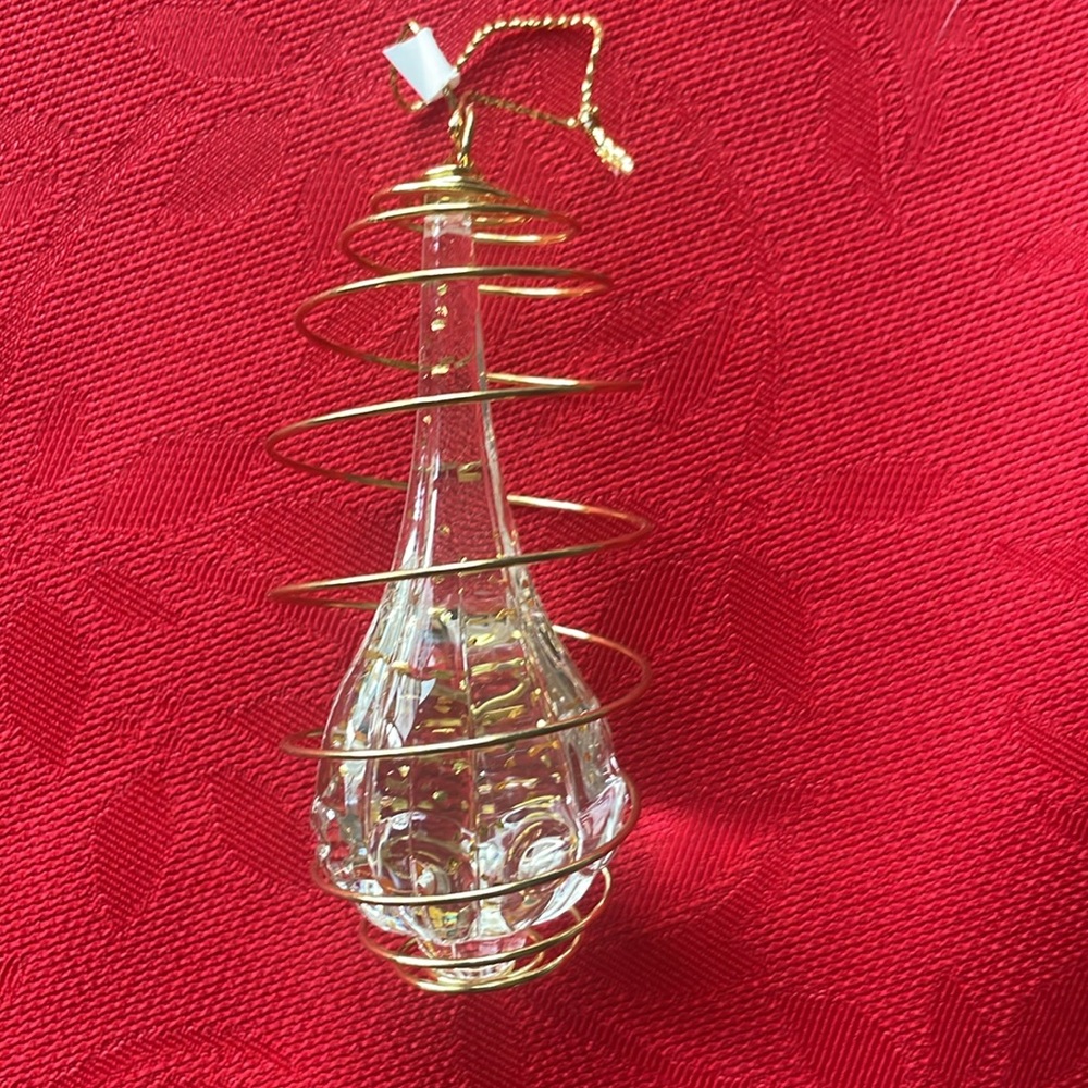 Wire & Acrylic Christmas Ornaments, Gold and Clear, Set of 7 - Picture 5 of 5